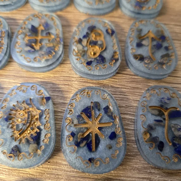 Blue and Gold Witches Runes Set - Picture 2 of 5